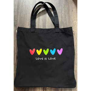 Most Wanted USA Black Cotton Canvas Love Is Love Tote Bag